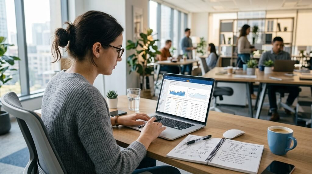 Content writer learning SEO and keyword research techniques