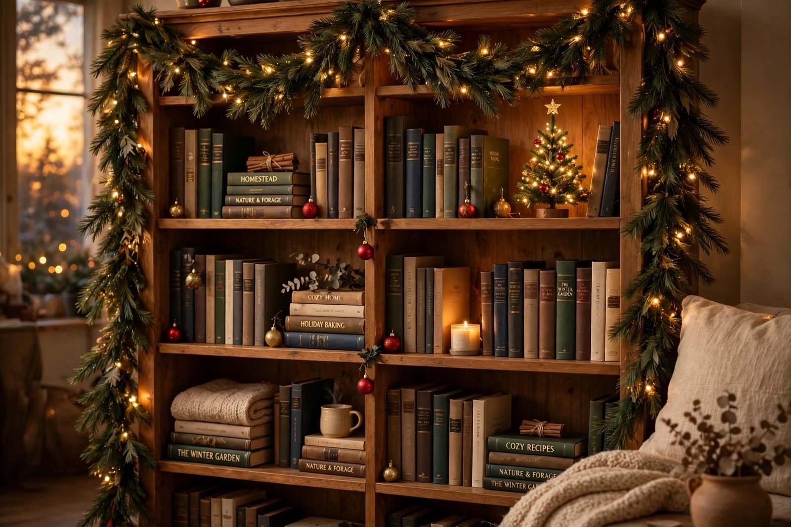 5 Ways to Style a Christmas Bookshelf That Makes the Whole Room Feel Cozy