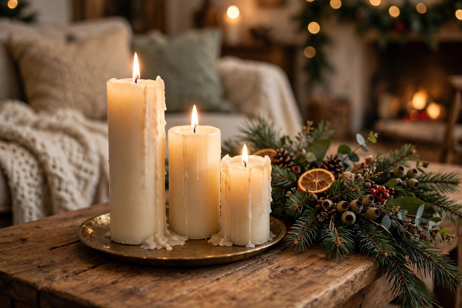 Christmas coffee table candles