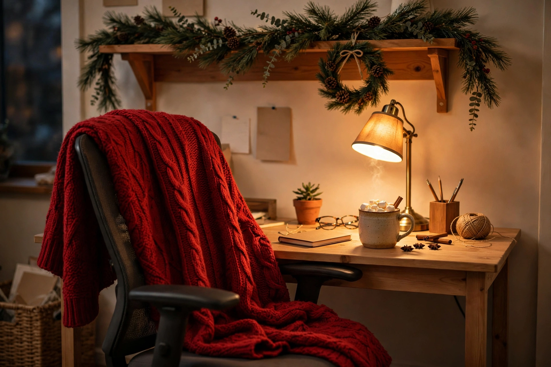 Christmas home office red throw